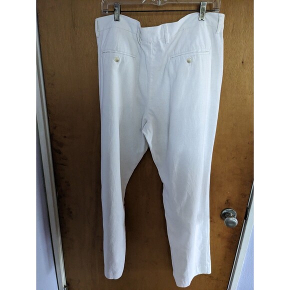 Perry Ellis Portfolio Travel Luxe White Linen Cotton Blend Pants Men's - Picture 3 of 9